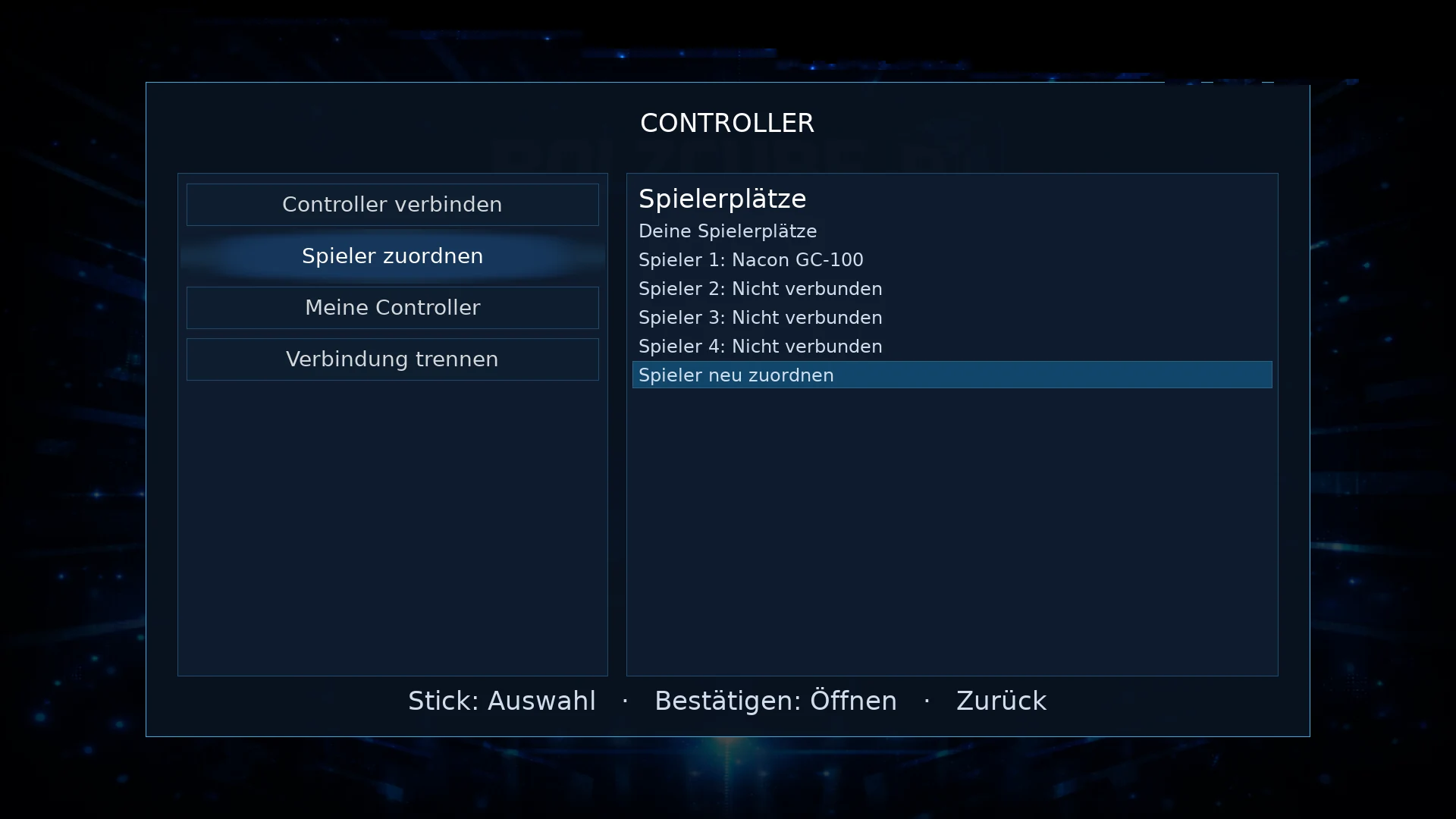 BOLZCUBE-Controller-Menü